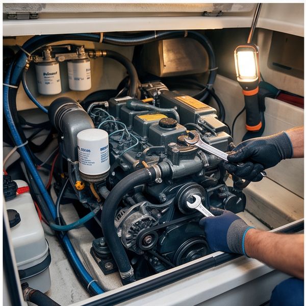Engine bay during service